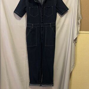 HAODUOYI Women's Dark Blue Denim Jumpsuit
